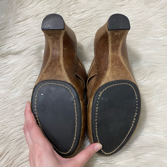 Frye Charlotte Ring Harness Brown Distressed Leather Clogs Slip On Mules Western - Picture 8 of 10